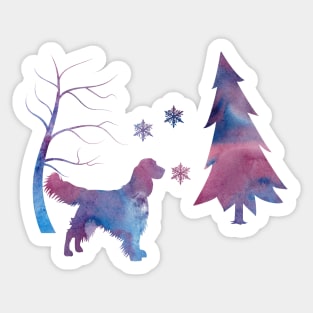 English Springer Spaniel Winter Art Sticker